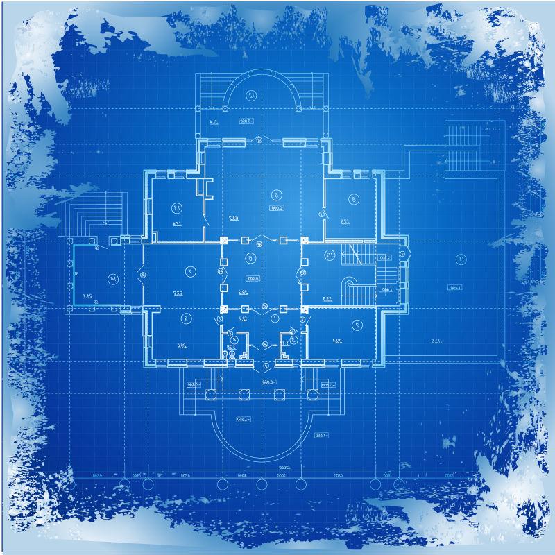 現代建築工程設計藍圖矢量