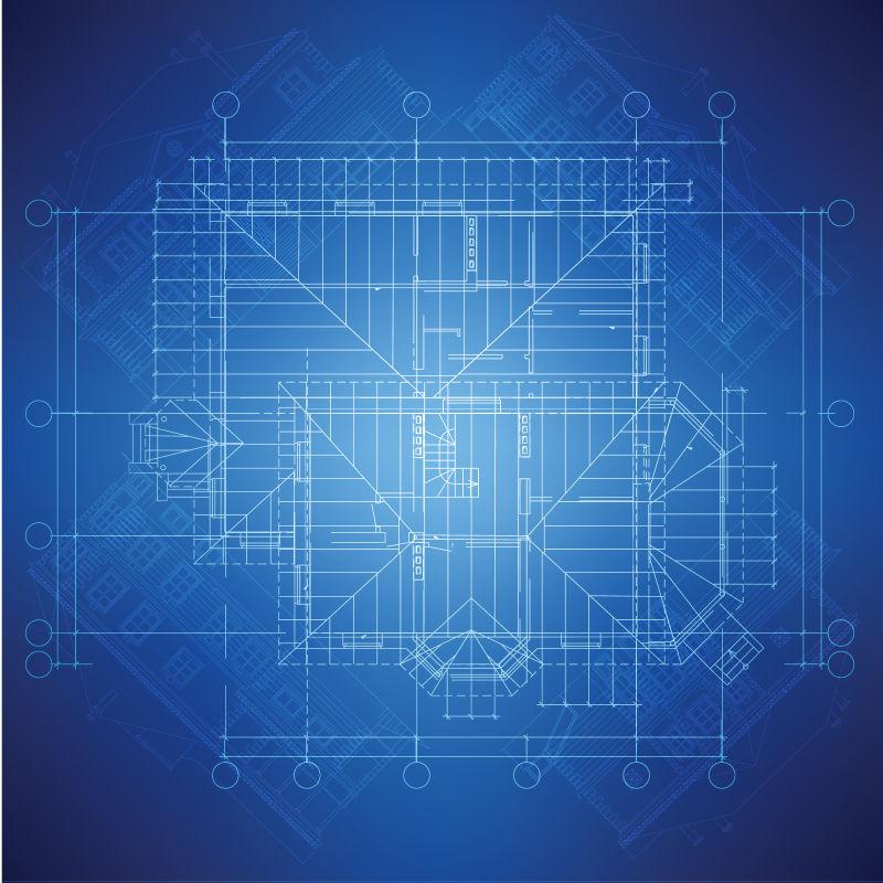 建筑工程师的设计图纸矢量