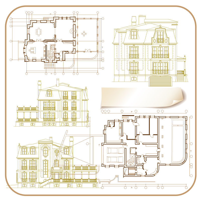 网站的建筑图纸矢量设计