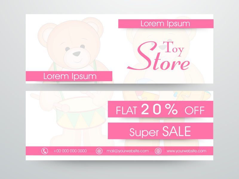 创意矢量可爱粉色销售横幅设计