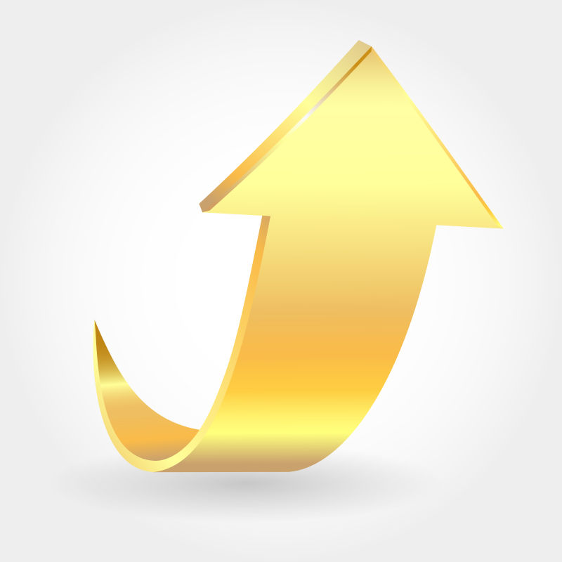 白色背景的黄金箭头矢量插图