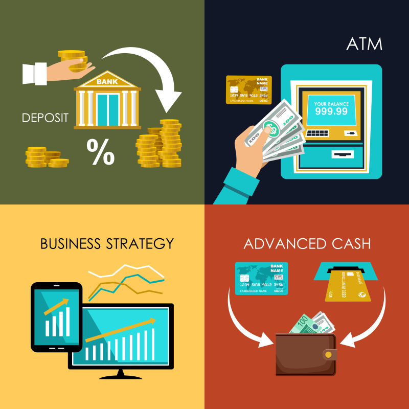 银行金融概念矢量图标