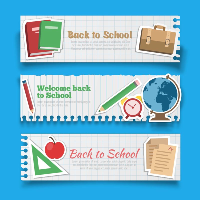 回到学校旗帜矢量横幅设计
