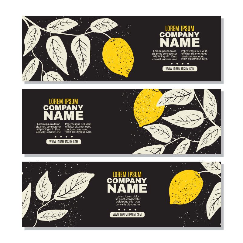 柠檬树枝抽象的程式化矢量横幅设计