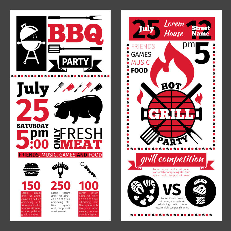 烧烤邀请矢量