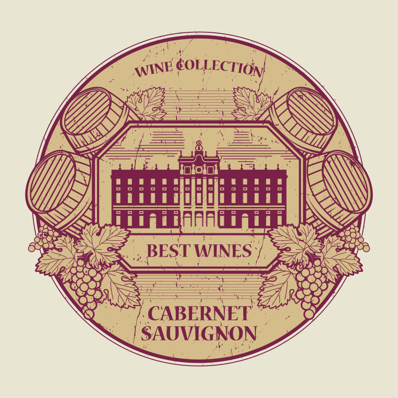 赤霞珠葡萄酒矢量标签