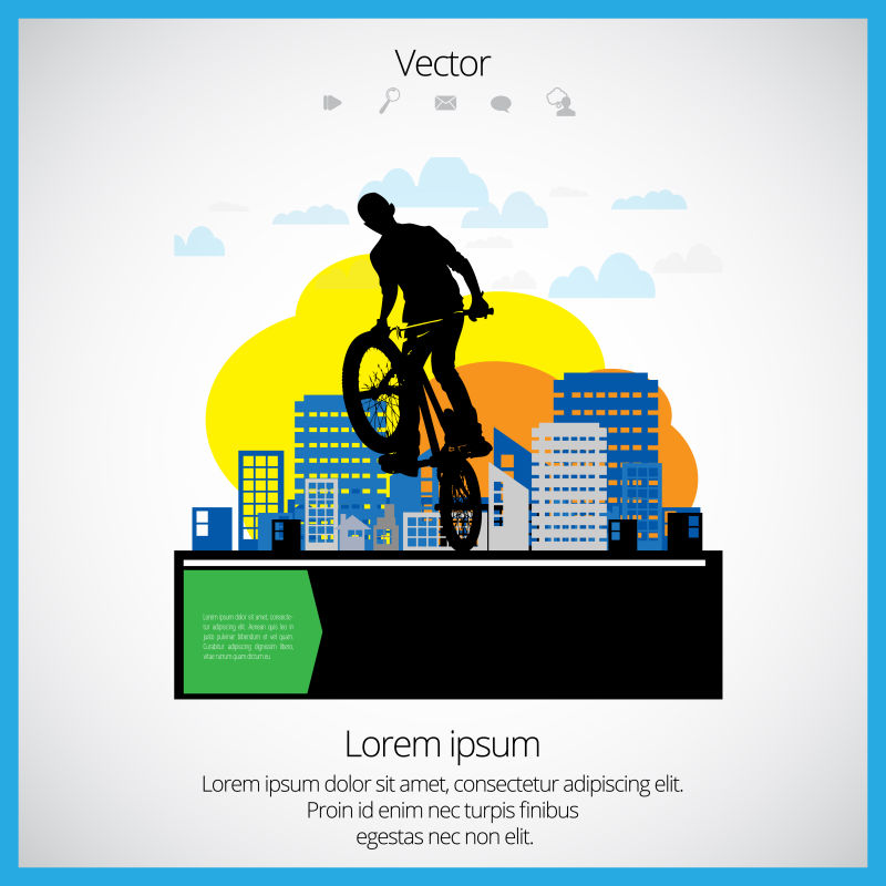 城市自行车运动矢量插图