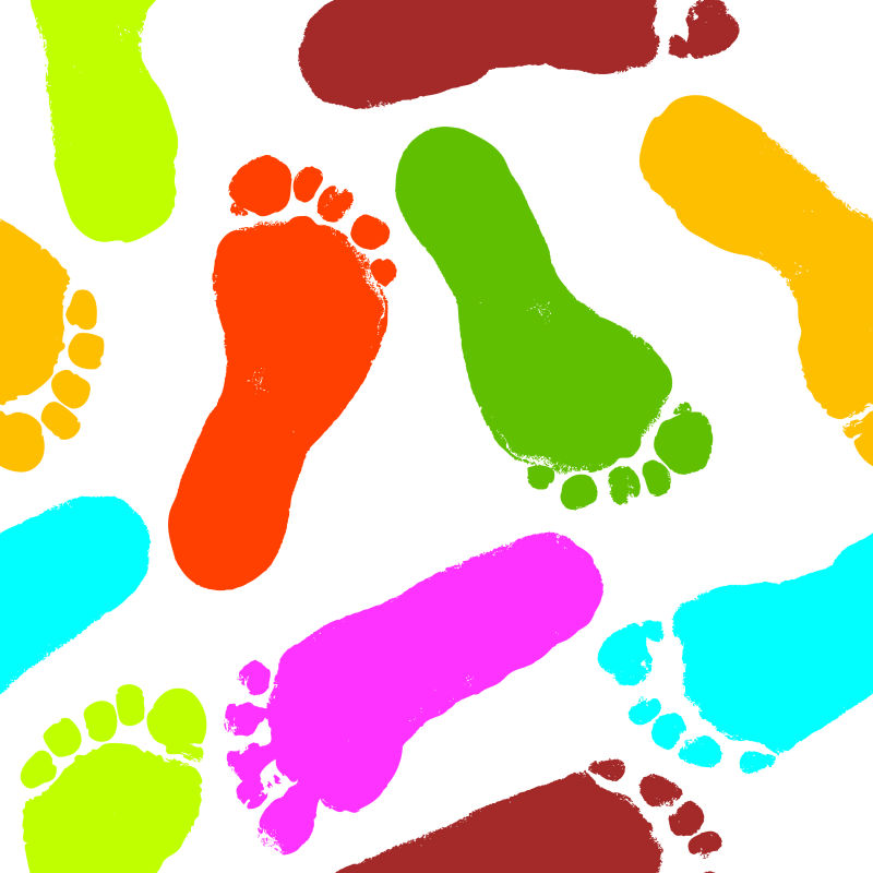 矢量不同方位人类足迹的背景