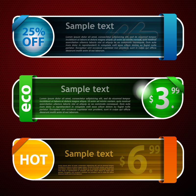 多色旗帜销售矢量横幅设计