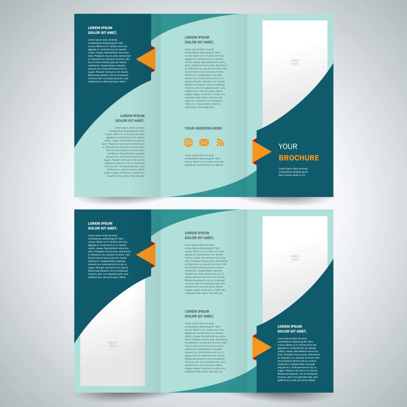 矢量的三折商业宣传小册子