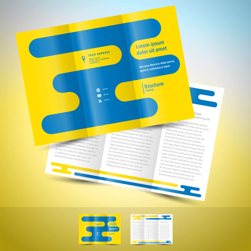 矢量的三折页公司宣传册