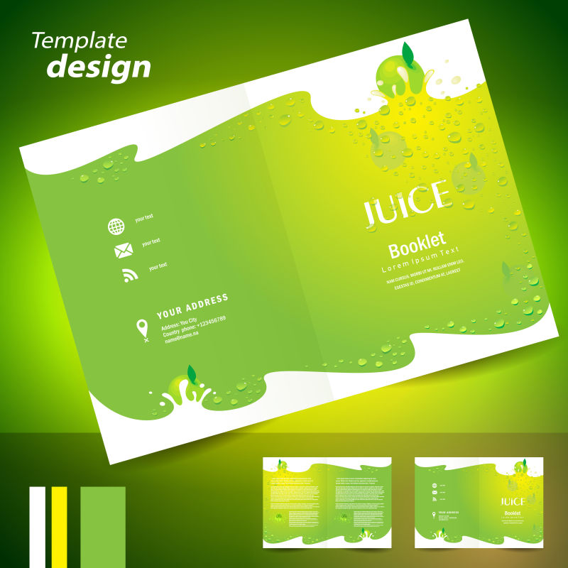 矢量果汁液体苹果绿宣传页