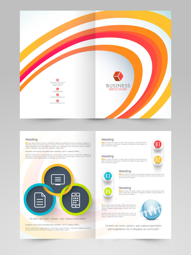 广告对折宣传册矢量设计图