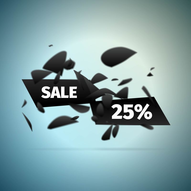 矢量创意黑色销售折扣标签海报设计