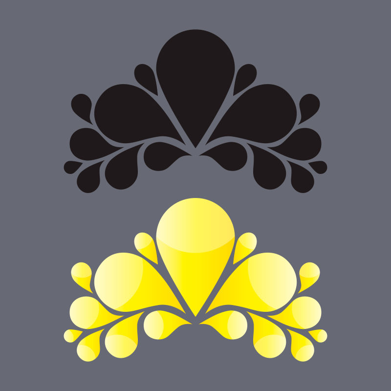 抽象的黑黄色花朵矢量设计元素