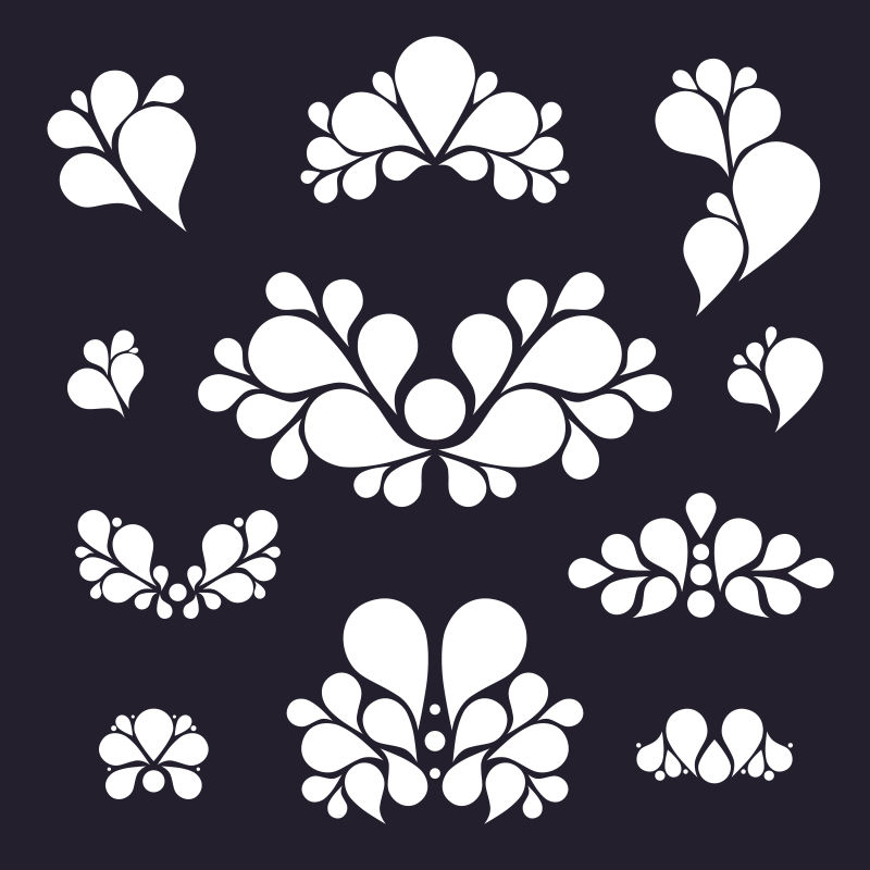 一套抽象的花朵矢量设计元素