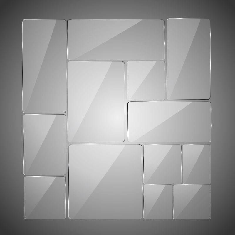 矢量抽象不同大小的玻璃设计元素