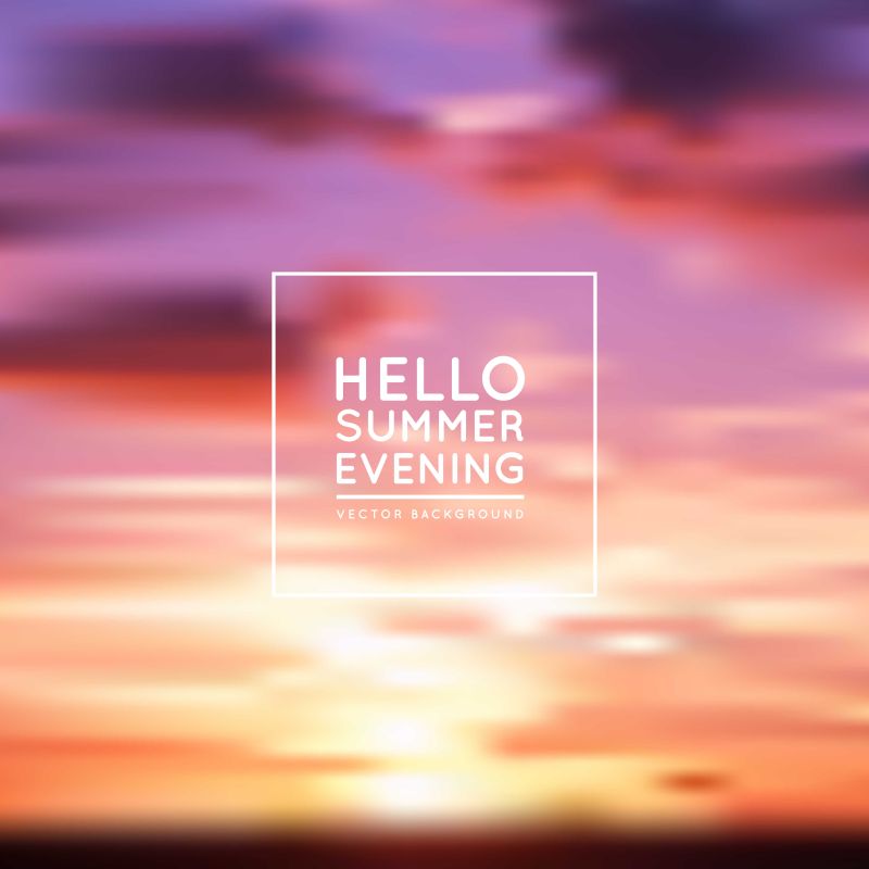 矢量抽象模糊夏日傍晚现代背景