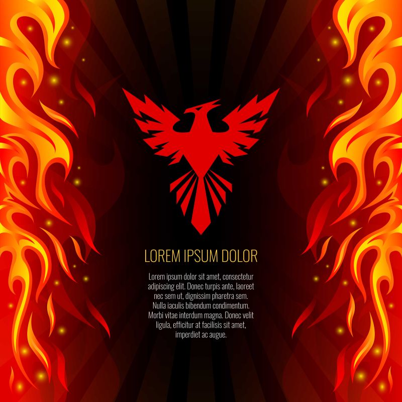 矢量火红凤凰元素的抽象背景