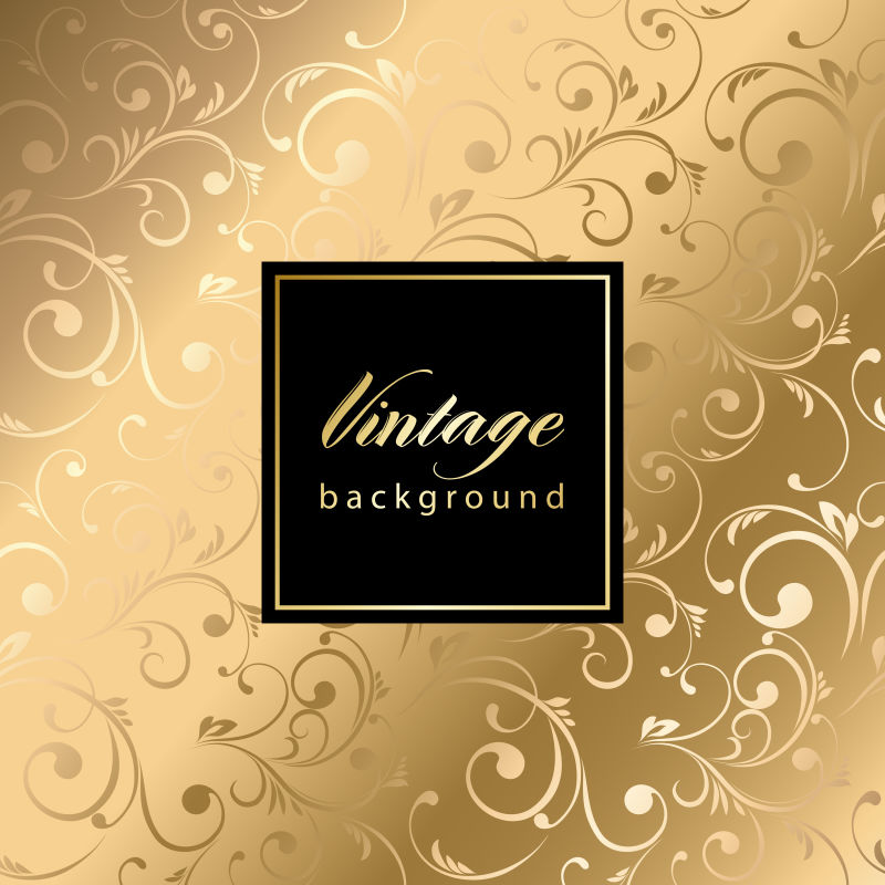 复古金色花纹背景设计矢量图