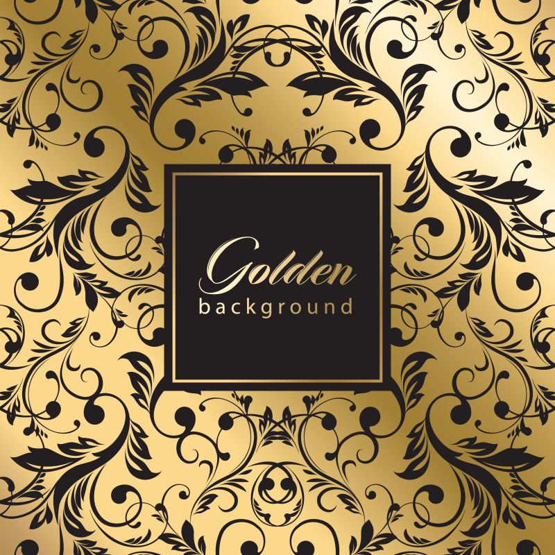 复古金色花纹背景金卡矢量