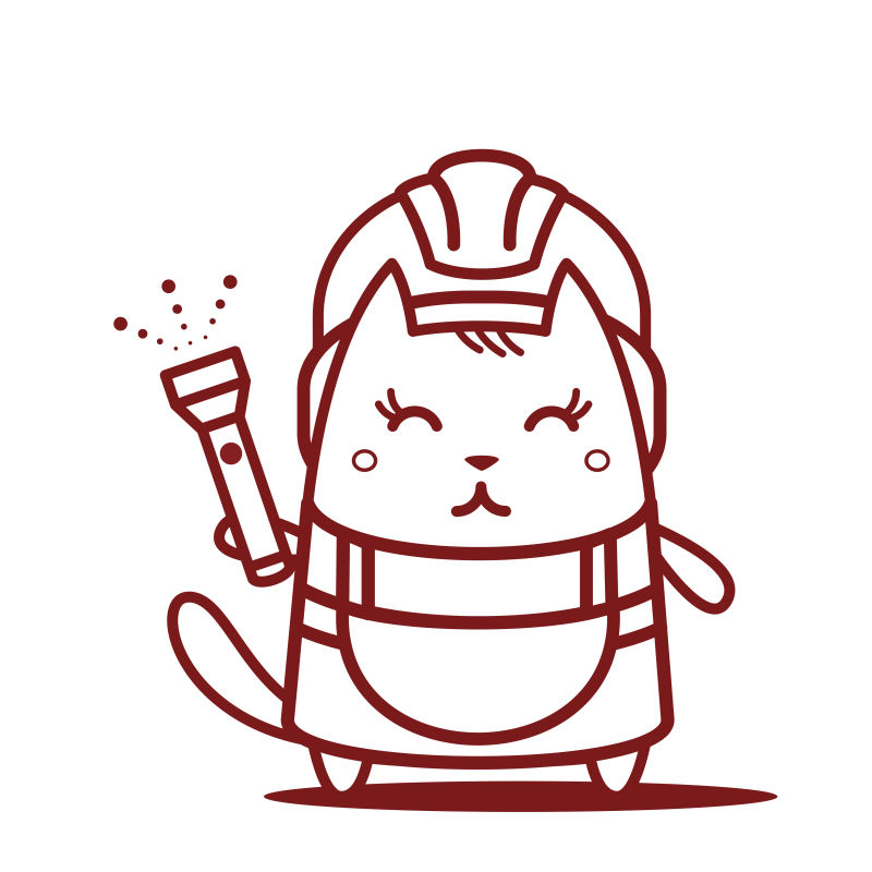 猫女微笑着拿着手电筒站着卡通矢量插图