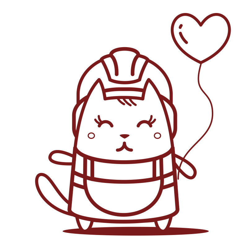 拿着爱心气球的矢量卡通小猫咪