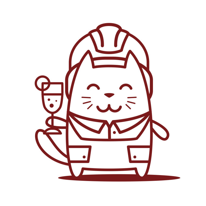 矢量猫微笑着拿着饮料站着