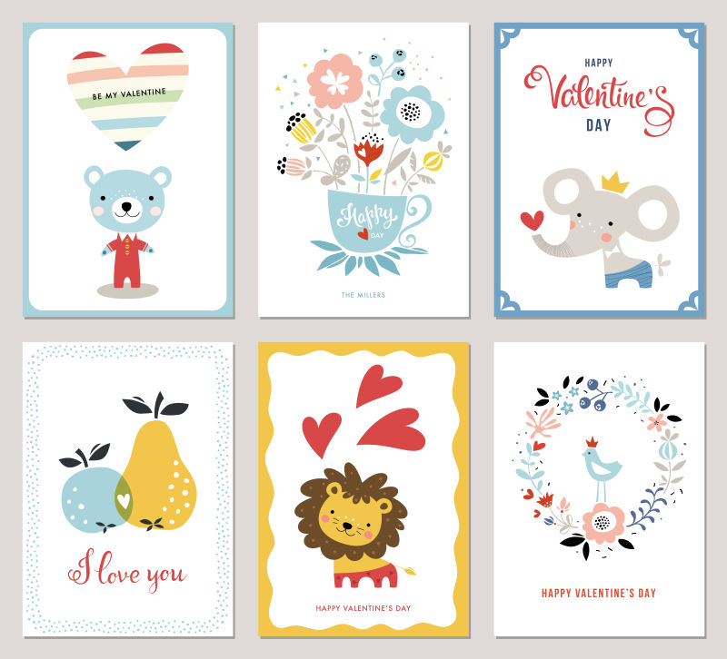 卡通版字母与动物贴纸矢量