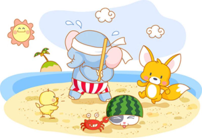 矢量可爱的滑稽动物卡通