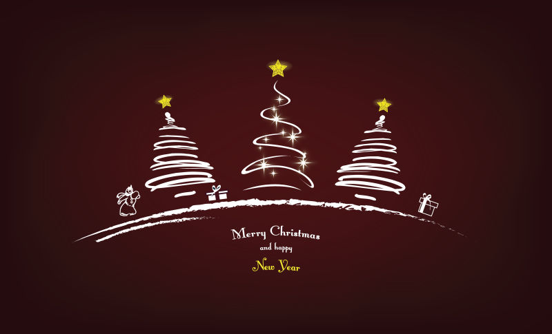 矢量白色抽象圣诞树设计背景