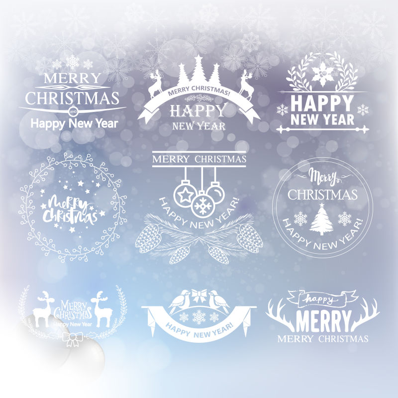 圣诞节主题装饰元素矢量设计