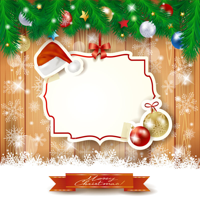 矢量圣诞帽元素贺卡设计图