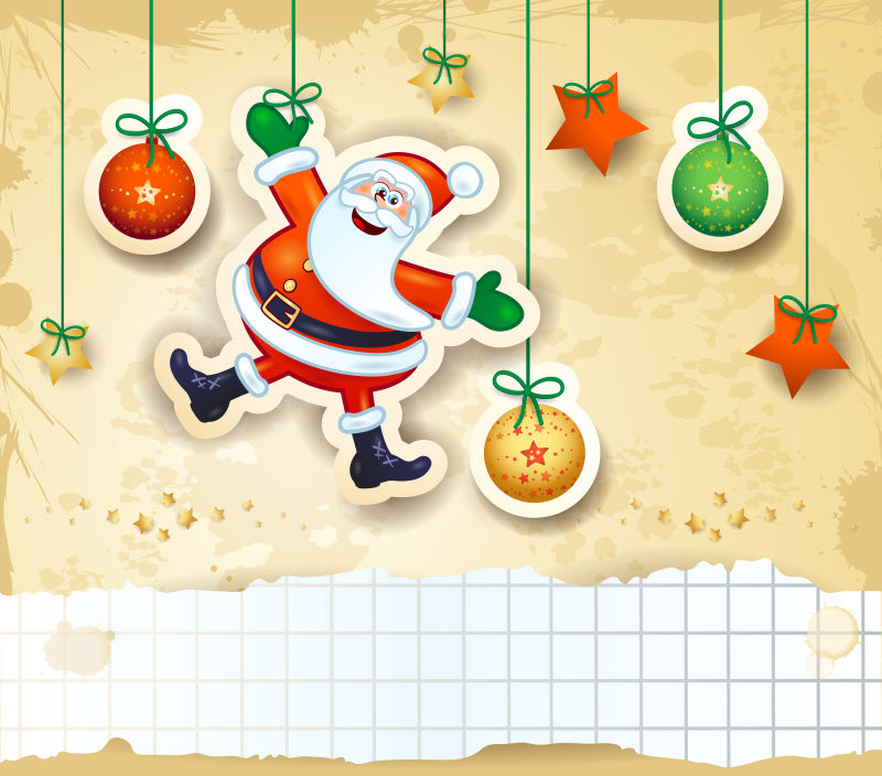矢量卡通圣诞老人元素贺卡设计图