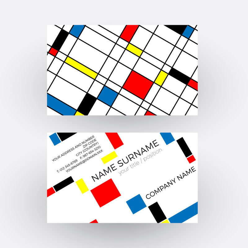 矢量抽象几何矩形名片设计图