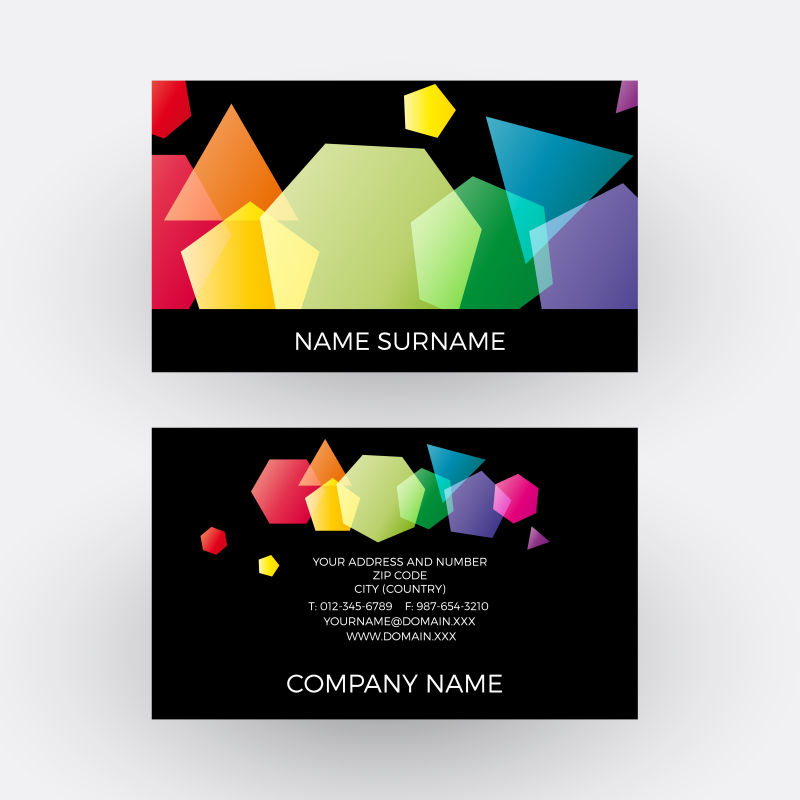 矢量多彩几何图形名片设计图