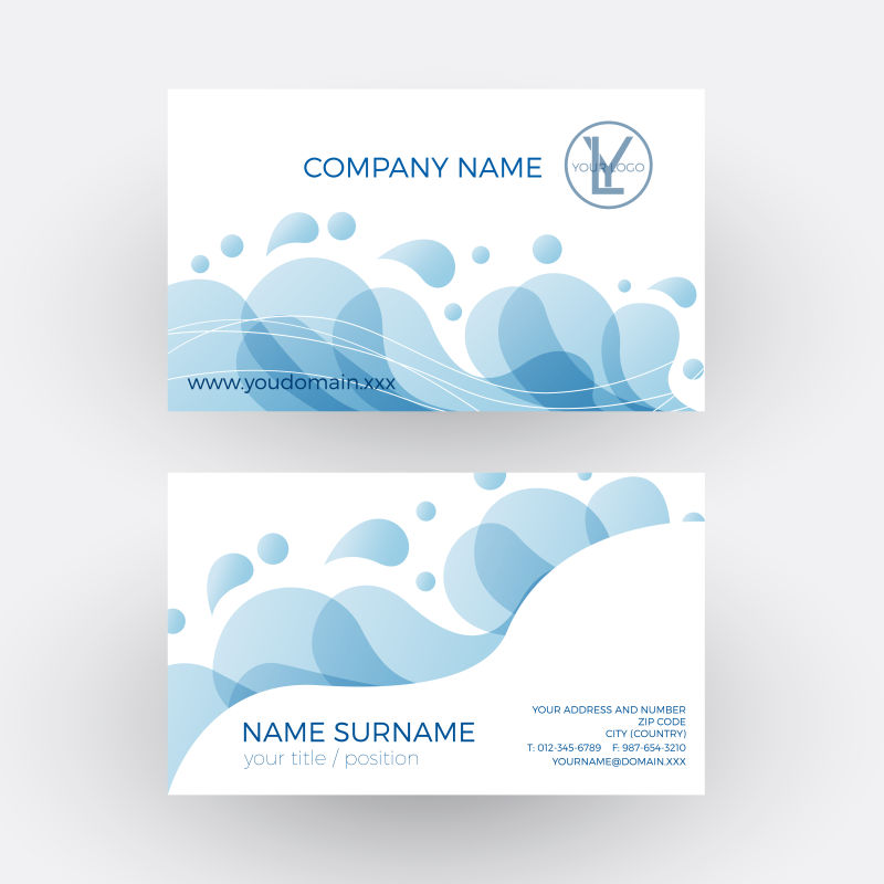 矢量抽象波纹名片设计图