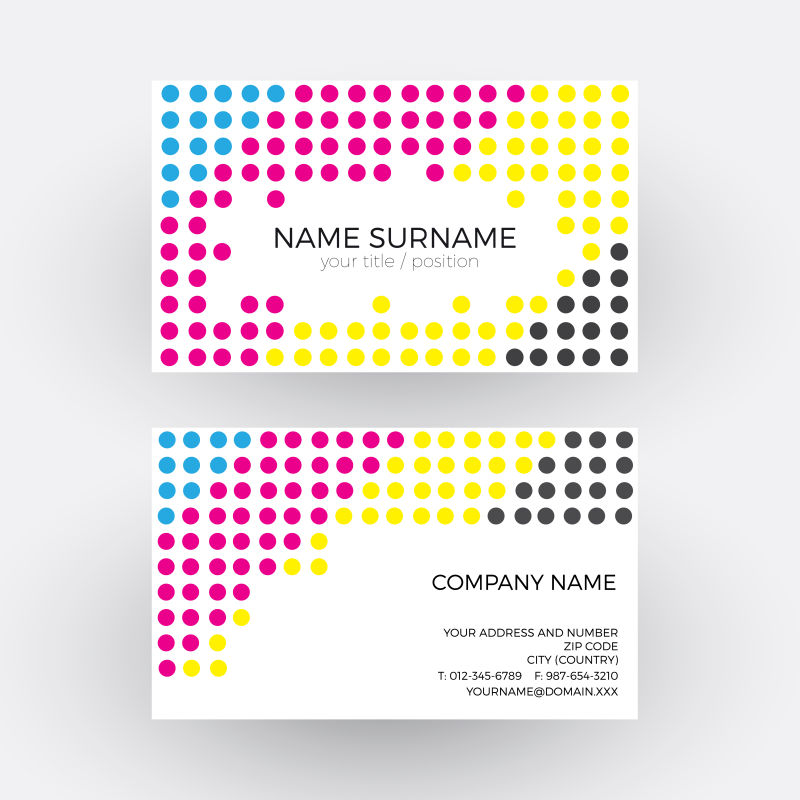 矢量彩色圆点名片设计图
