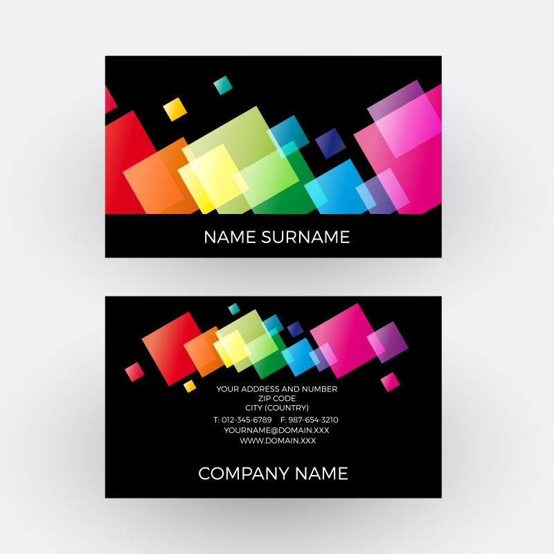 矢量抽象多彩名片设计图