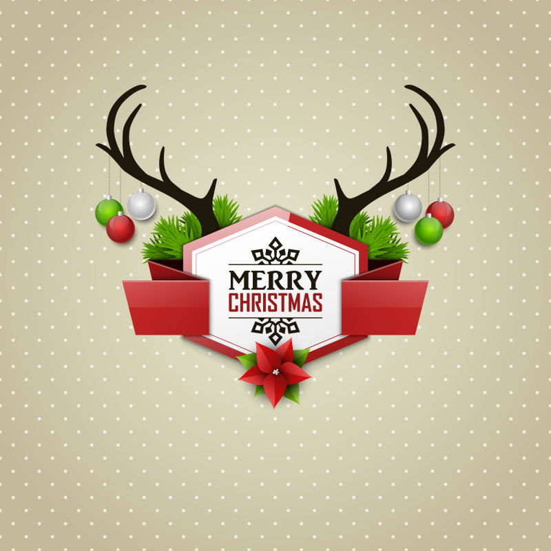 明亮牛头矢量圣诞背景