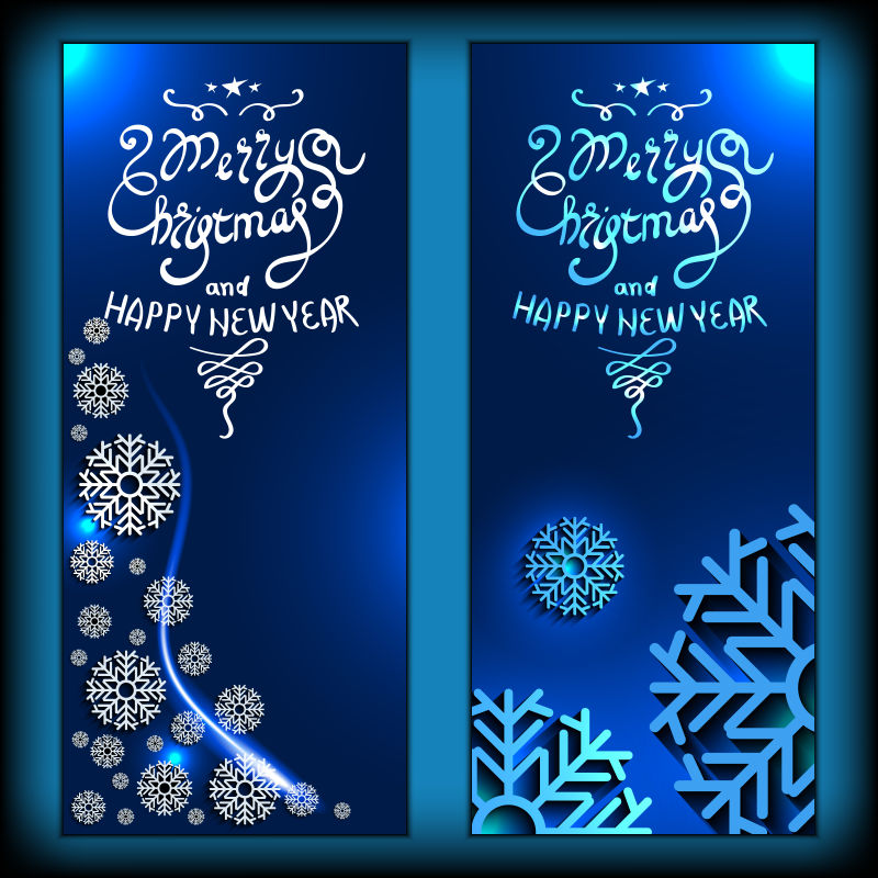 蓝色圣诞节卡设计矢量