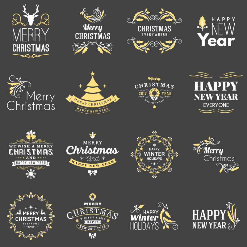 新年圣诞装饰矢量元素