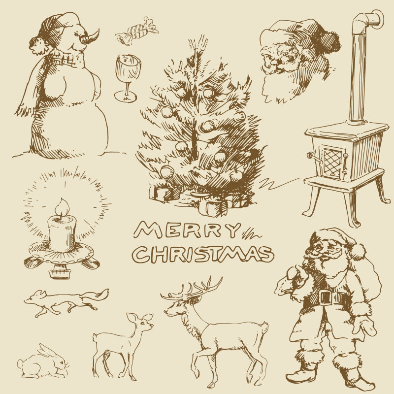 圣诞涂鸦矢量