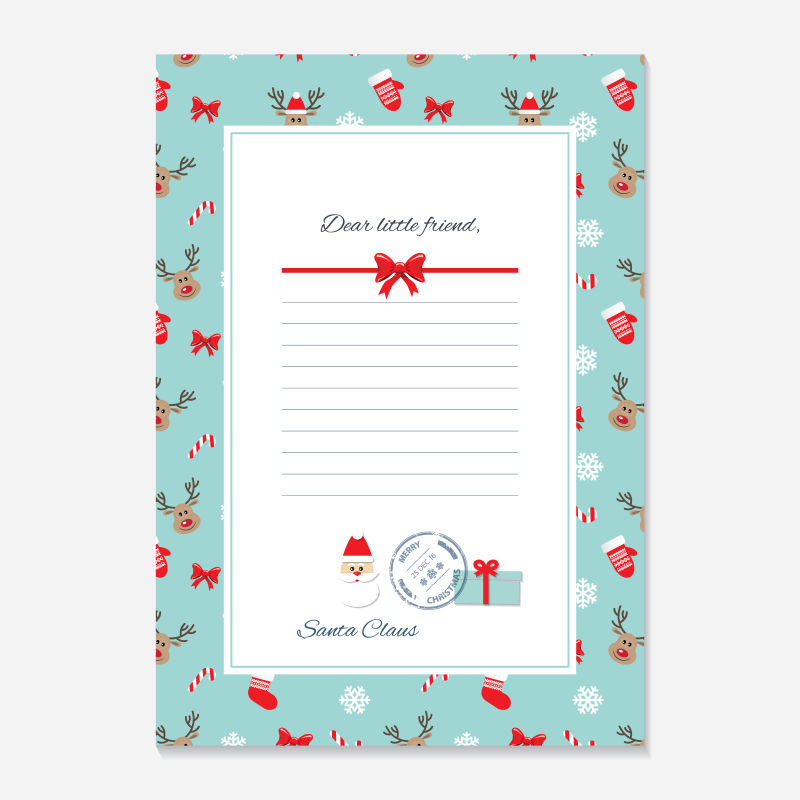 矢量圣诞节信件样板设计图