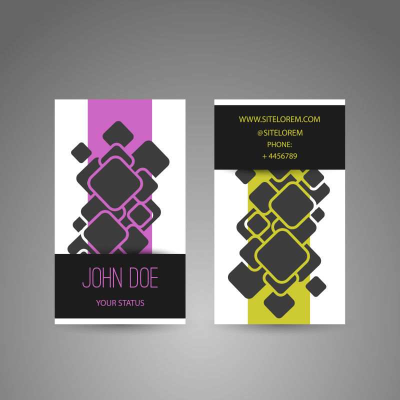 抽象的方块图案名片设计矢量图