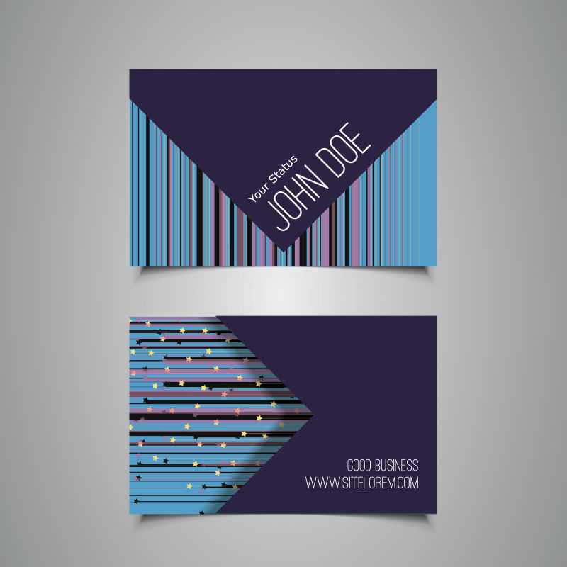 抽象的蓝色线条背景名片设计矢量图