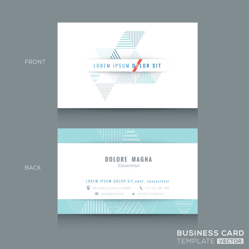 简约白色三角条纹名片设计矢量图