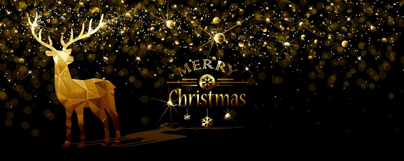 矢量金色圣诞麋鹿设计背景