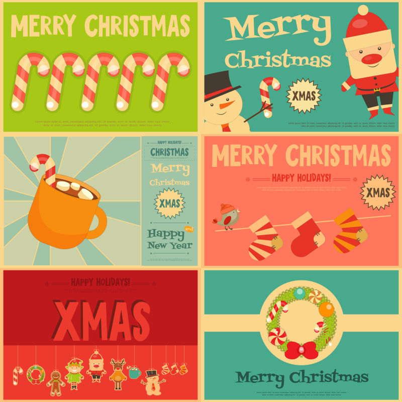 矢量圣诞节可爱卡片