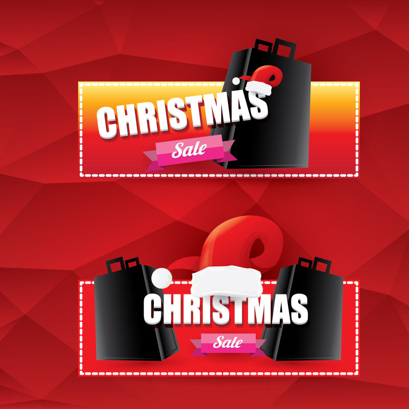 红色圣诞促销标签矢量插图
